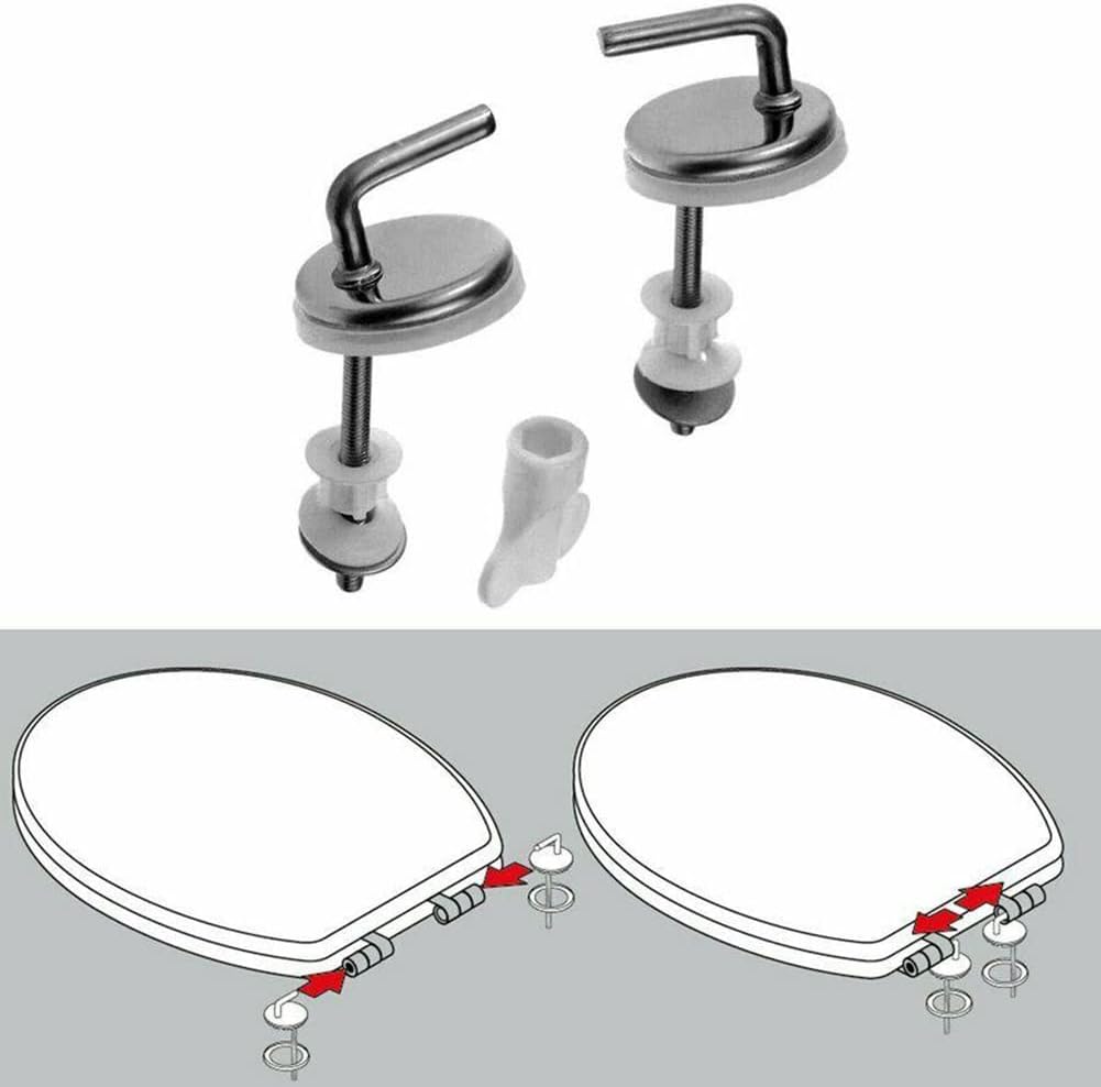 2pcs Set Toilet Seat Fix Fitting Stainless Steel Back to Wall Replacement Hinges Set