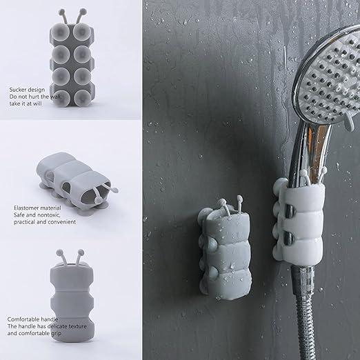 2pcs Bathroom Punch-Free  Waterproof Relocatable Wall Shower Head Bracket Suction Cup Holder-Allion