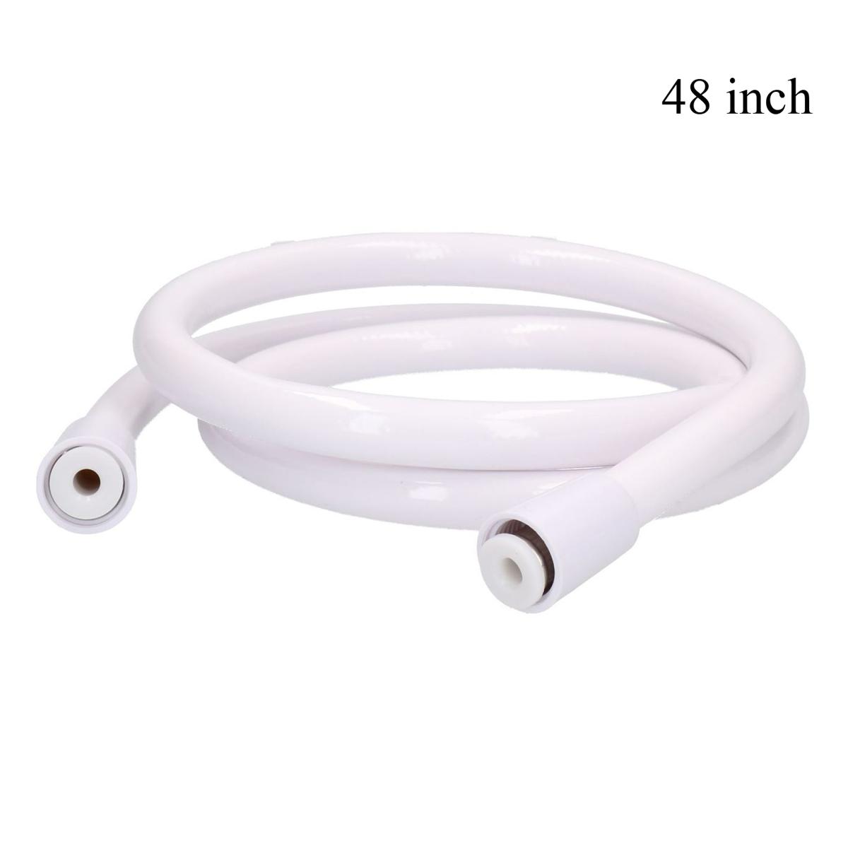 48'' Universal White Smooth PVC Shower Hose Standard Fit Flexible Pipe Threaded