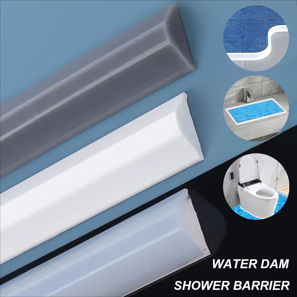 Collapsible Shower Threshold Water Dam Guard Shower Barrier Door Water Stopper Silicone Wet Dry Separation Kitchen Bathroom Sink