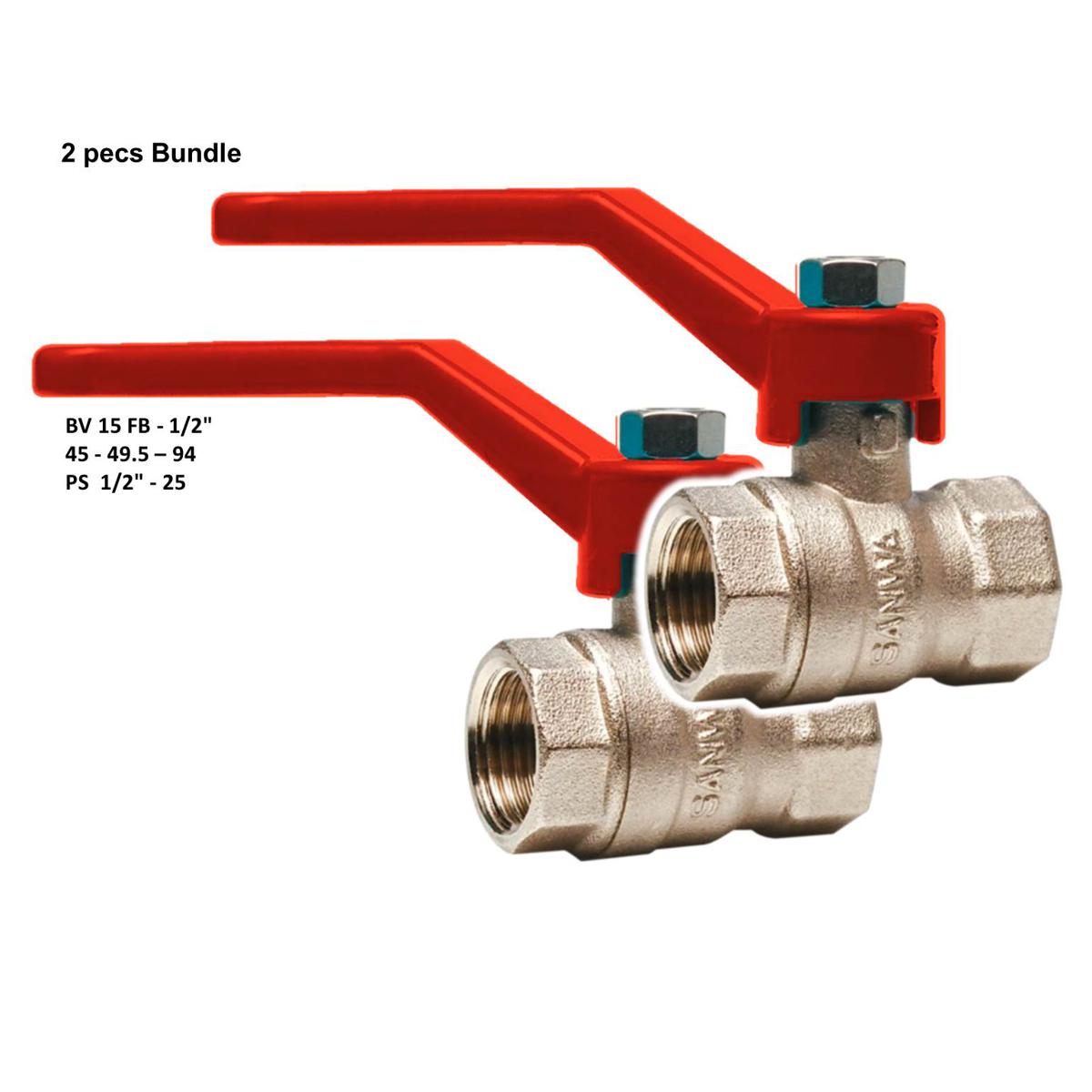 Geyser fitting parts  SANWA Brass Ball Valve (Full Bore) Faucet Water top Model BV 15FB 1/2" inches 2 pecs Bundle