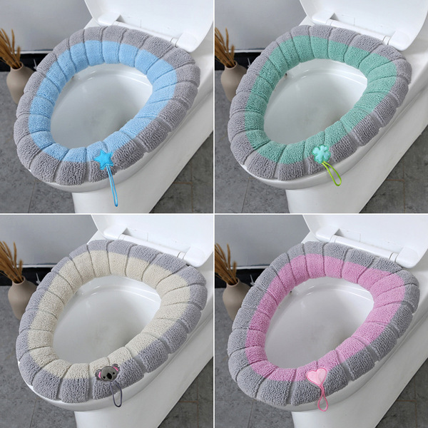 1 Pcs Washable Toilet Seat Cover with handle Warm Comfortable Thick for winter Spring Summer Universal Bathroom Toilet Cushion Mat Pad Cover
