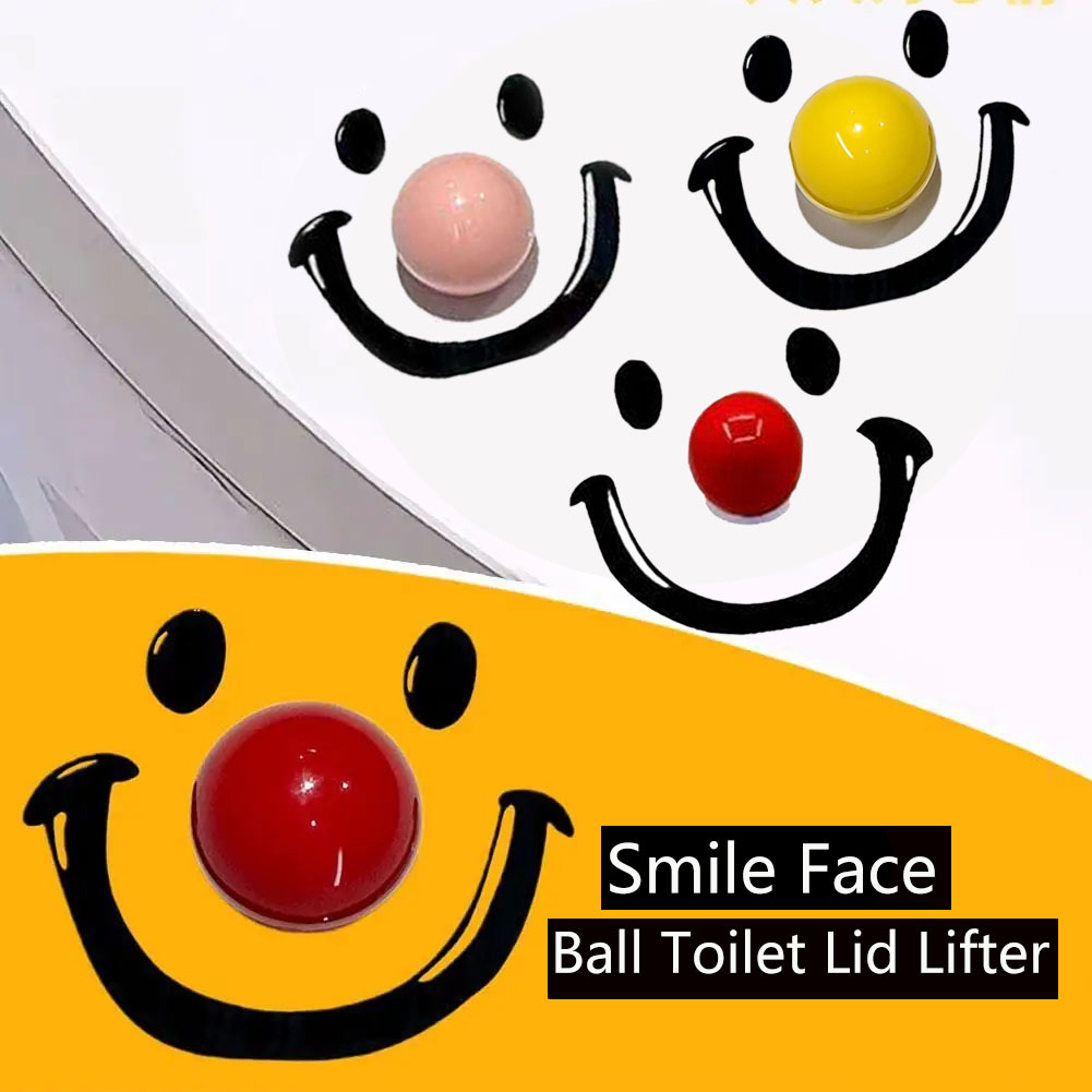 Smile Face Ball Toilet Lid Lifter Handheld Bathroom Seat Cover Opener Creative Decoration accessories